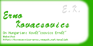 erno kovacsovics business card